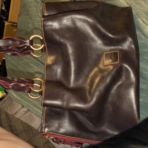 USED Dooney & Burke Large Florentine Leather Bag, color: Cherry Dark Brown